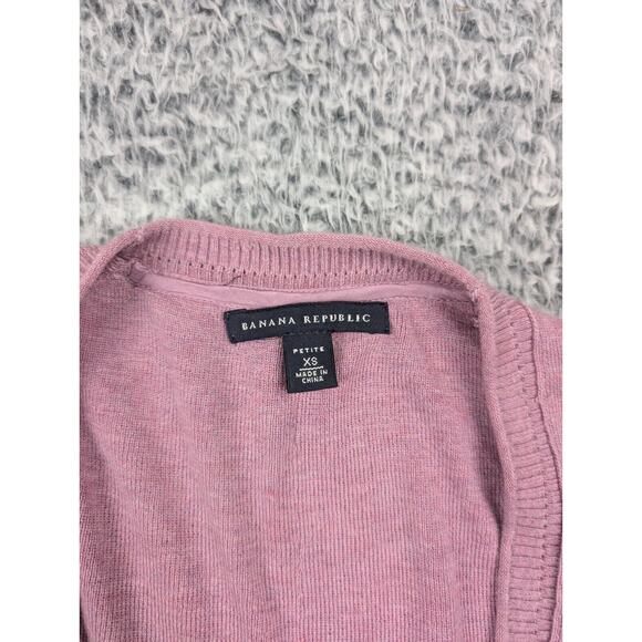 Banana Republic Sweater Women Extra Small Purple Preppy Silk Casual Cardigan - Picture 2 of 7